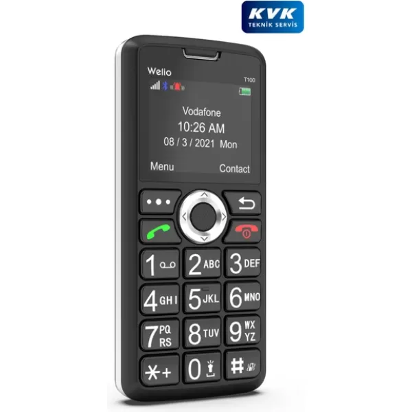 Welio WKey T100 Kamerasız Asker/Yaşlı Tuşlu Cep Telefonu Siyah/Gümüş