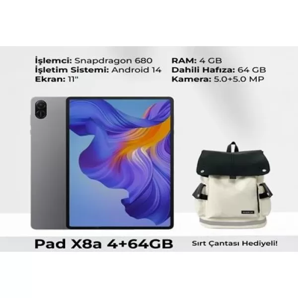 HONOR Pad X8A 4gb 64GB Wi-Fi 11 Inç IPS Gri Tablet+Çanta(NDL-W09)