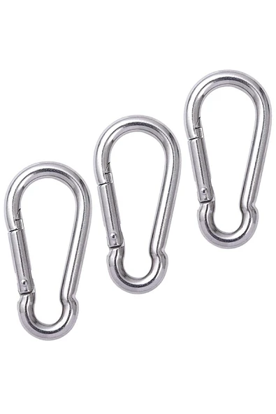 ŞAKİR HIRDAVAT  6MM Düz Yaylı Galvanizli Karabina 3 Adet