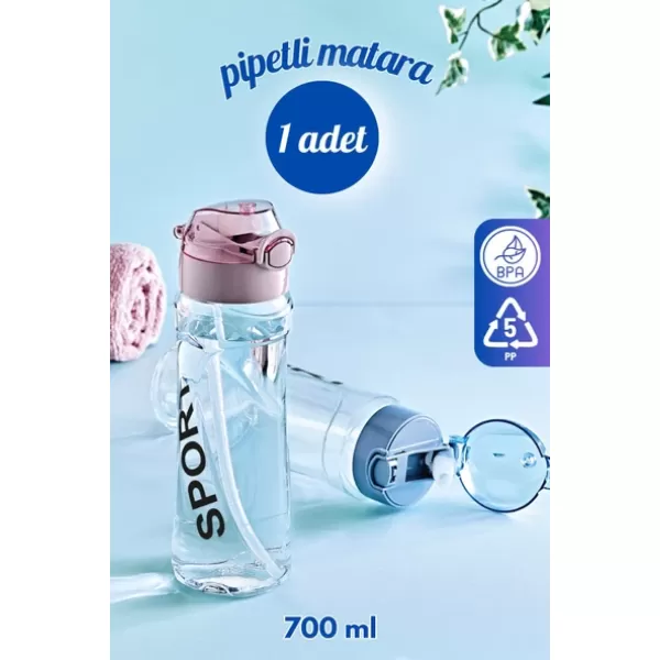 GRİMOR Life Polikarbon Pipetli Sızdırmaz Sporcu Okul Su Matarası Su Şişesi Suluk 700 Ml-koku Yapmaz