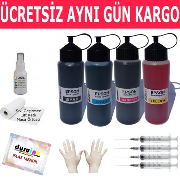 EPSON L3151 L3070 L4150 4X500ML MUADİL MÜREKKEP SETİ DURUINK 4 RENK  KARTUŞ DOLUM MÜREKKEBİ