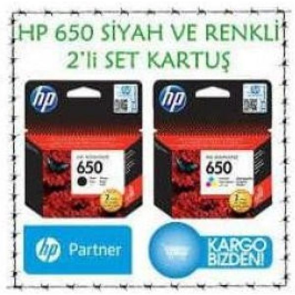 Hp Deskjet 2645 Siyah ve Renkli Orjinal Kartuş, Hp 650 Ücretsiz K
