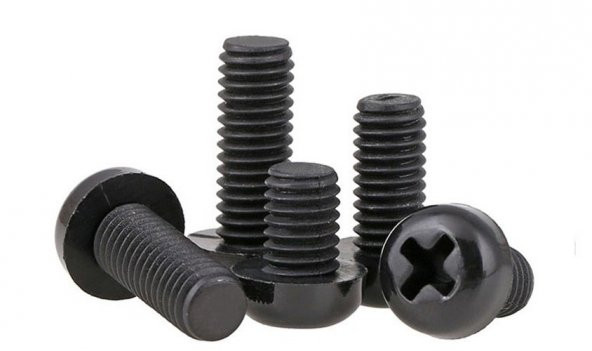 M2,5 x 8mm Plastik Civata Vida SiYAH x 5 adet  (rf003)