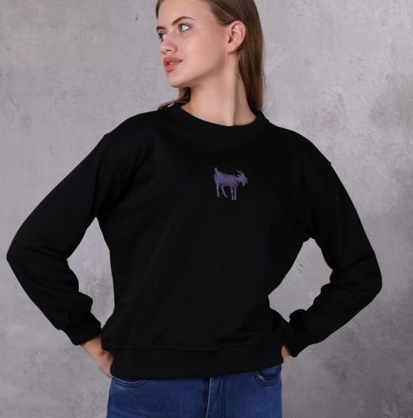Farm Animals Nakış Detaylı Kadın Sweat Kazak