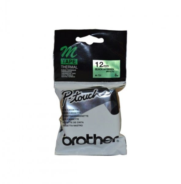 BROTHER M-731 Yeşil Üzerine Siyah P-Touch Etiket 12mm PT-55 / PT-60 / PT-80
