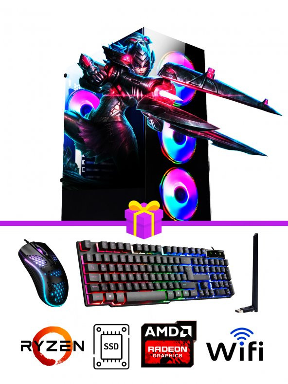 RAMTECH FULLFORCE FF447 R5-3600 32GB RAM 256GB SSD  RX580/8GB OYUNCU MASAÜSTÜ BİLGİSAYAR