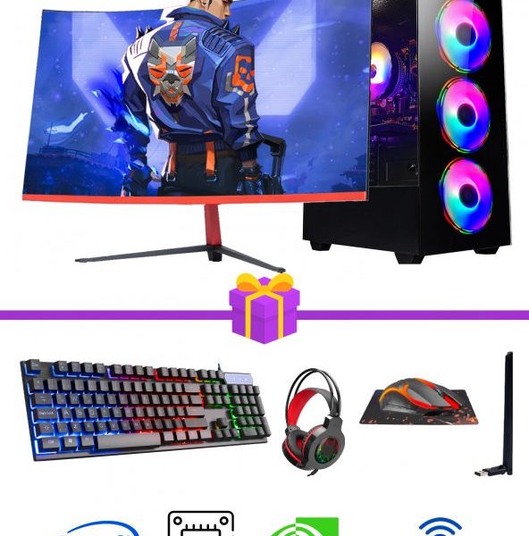 RAMTECH FULLFORCE FF541 İ5-10400F 16GB RAM 256GB SSD 1TB HDD RTX3050/8GB 23.6CURVED MONİTÖR OYUNCU MASAÜSTÜ BİLGİSAYAR
