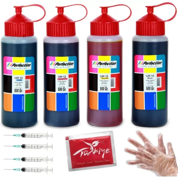 Canon G3411 İçin 4 Renk 500ml Perfection Mürekkep Tanklı Yazıcı Uyumlu Mürekkep Dolum Seti 25.000 Sf.