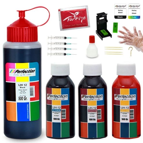 Perfection HP 305 Uyumlu Kartuş Mürekkep Dolum Seti 500 ML + 3 x