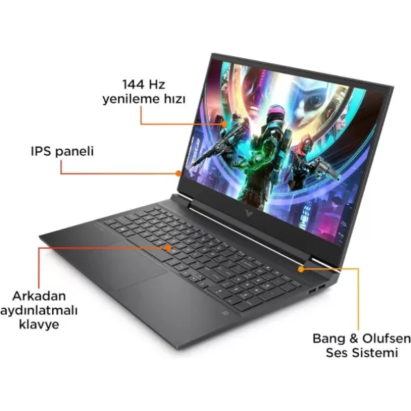 Hp Victus W16-S1026NT Amd Ryzen R7-8845HS 64GB DDR5 2TB SSD 6GB/RTX4050 Windows11Pro 16.1" 144 Hz FHD IPS Taşınabilir Bilgisayar VİCTUS9Z796EAW17+WeblegelsinÇanta