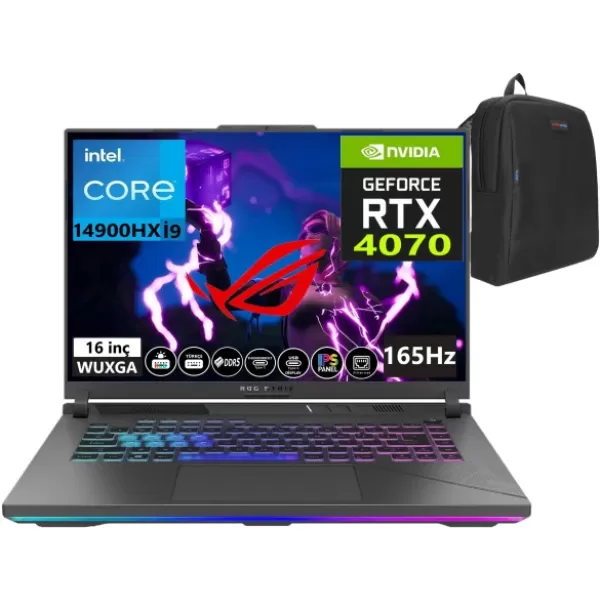Asus Rog Strix G16 Intel Core I9 14900HX 64GB DDR5 RAM 4TB SSD RTX4070-140W 165Hz Windows11Home 16" Wuxga Taşınabilir Bilgisayar G614JIR-N308828+WeblegelsinÇanta