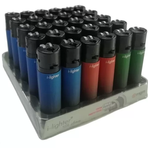 I-Lighter  Taşlı Mavi-Turuncu-Yeşil Renk Yuvarlak Çakmak 30 Adet S8